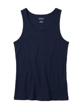 Sonoma Navy Ribbed Scoop Tank Top